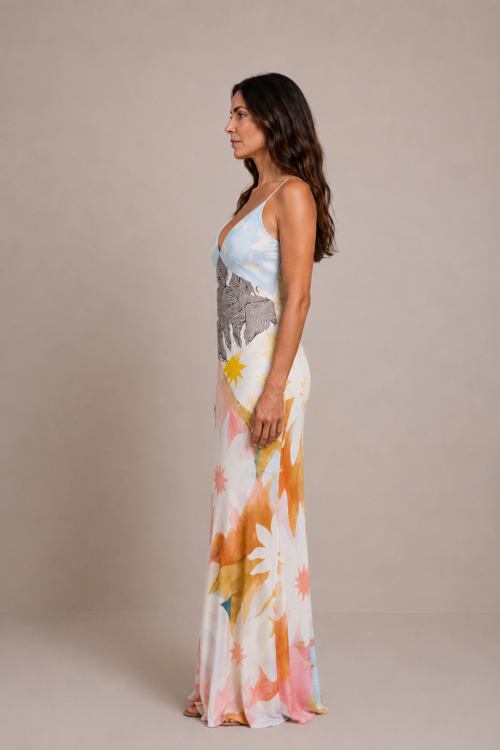 Gabriela | Vestido largo estampado con escote en V