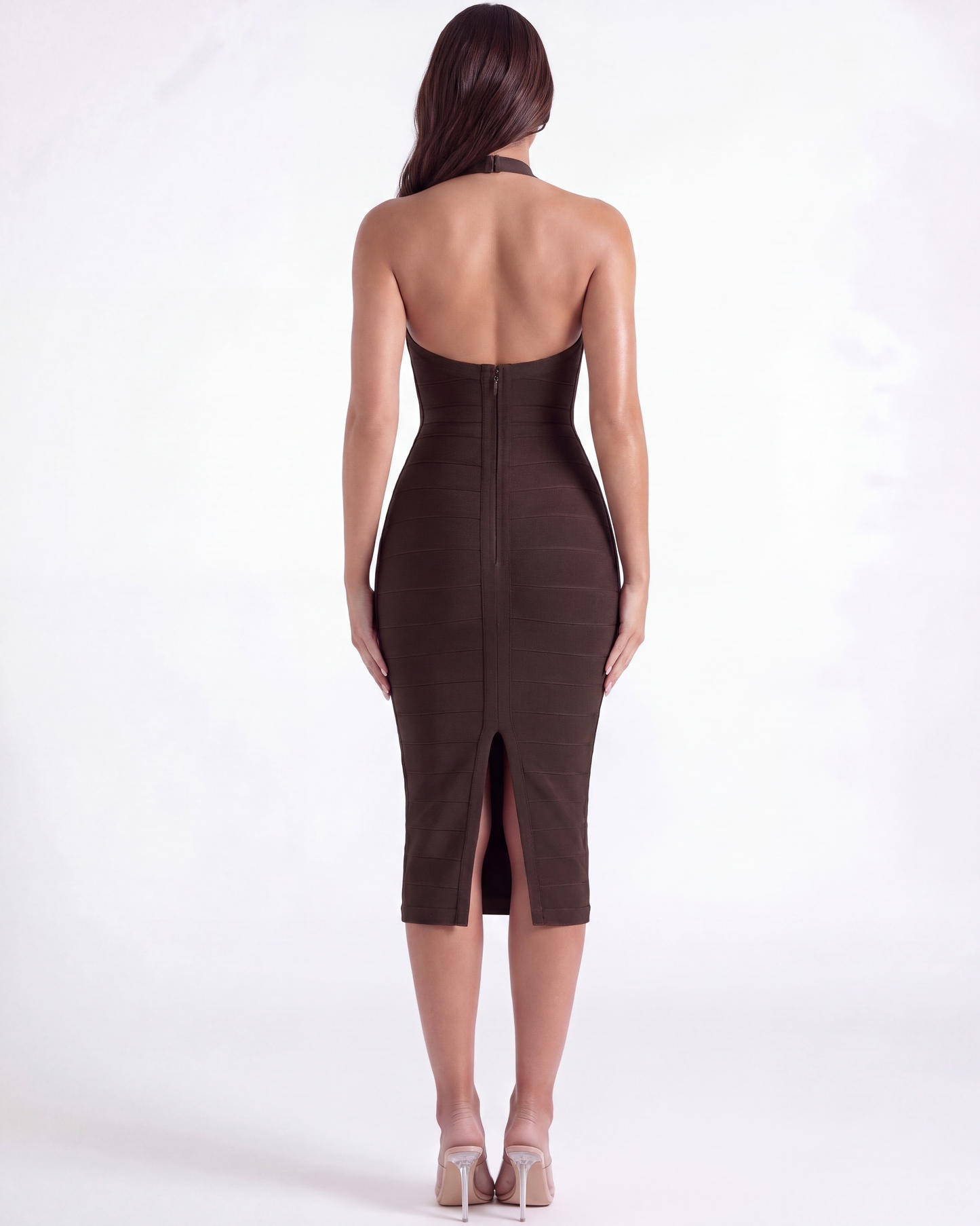 Valdina | Vestido midi bandage con escote halter