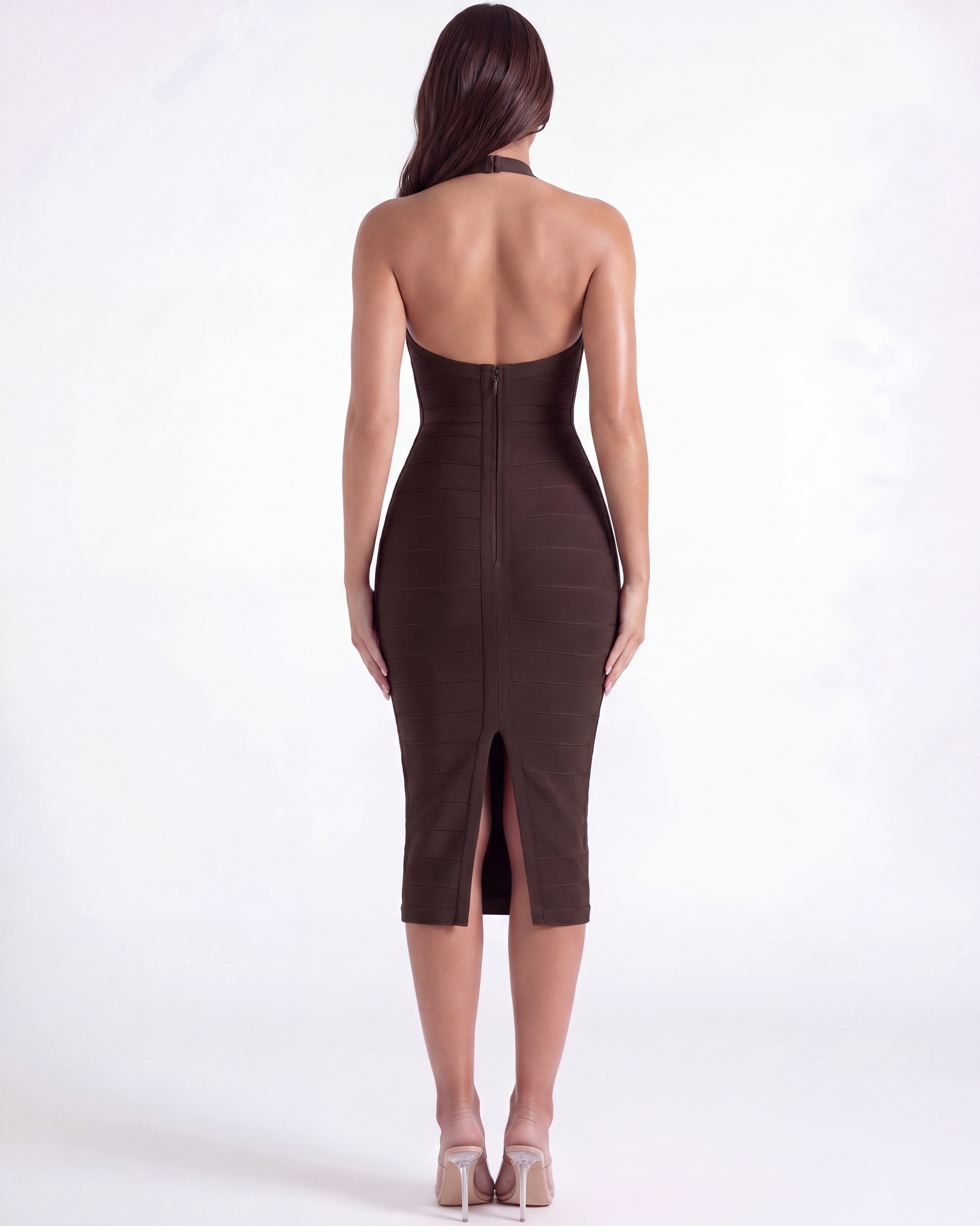 Valdina | Vestido midi bandage con escote halter