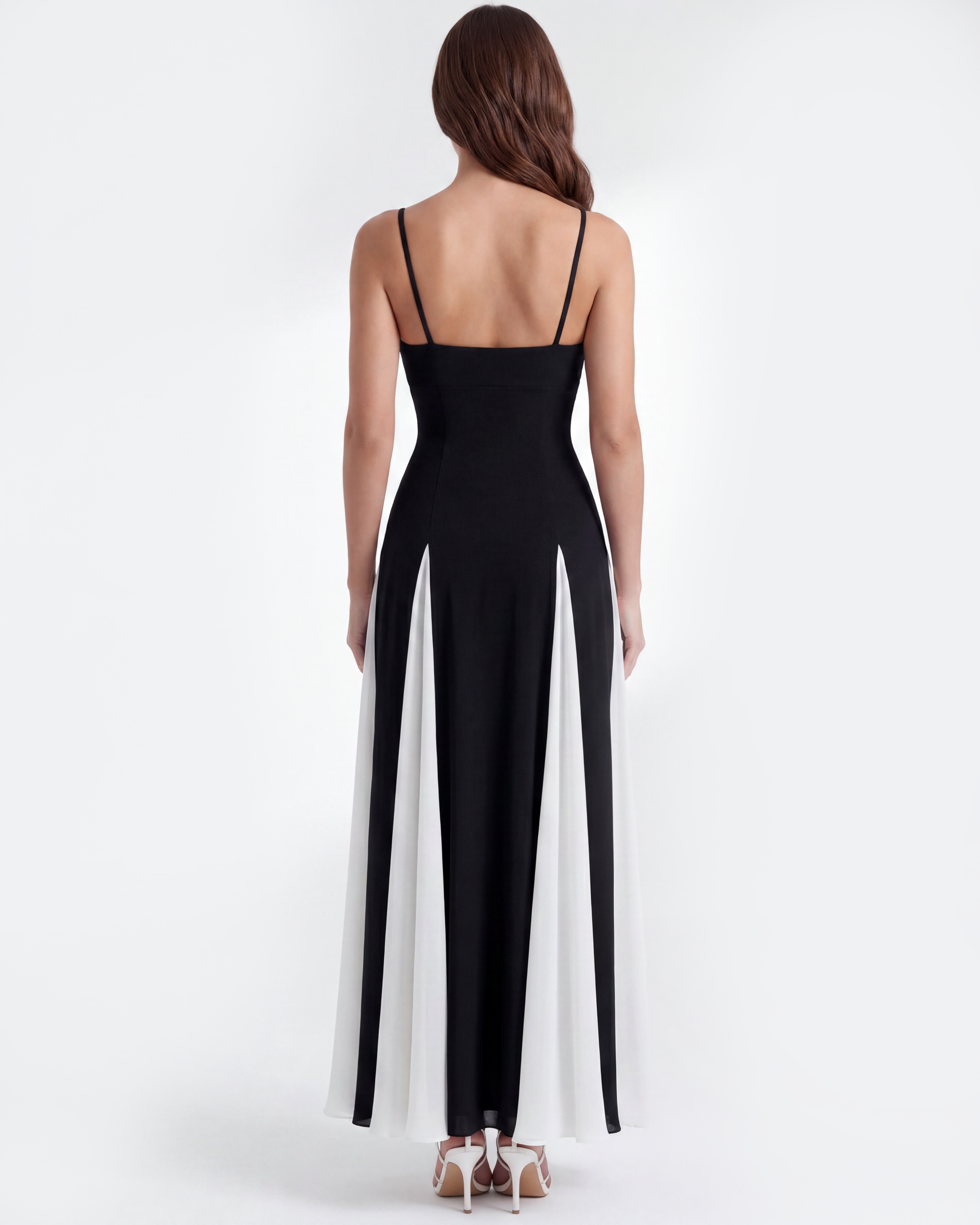 Carmina | Vestido largo bicolor de corte en A