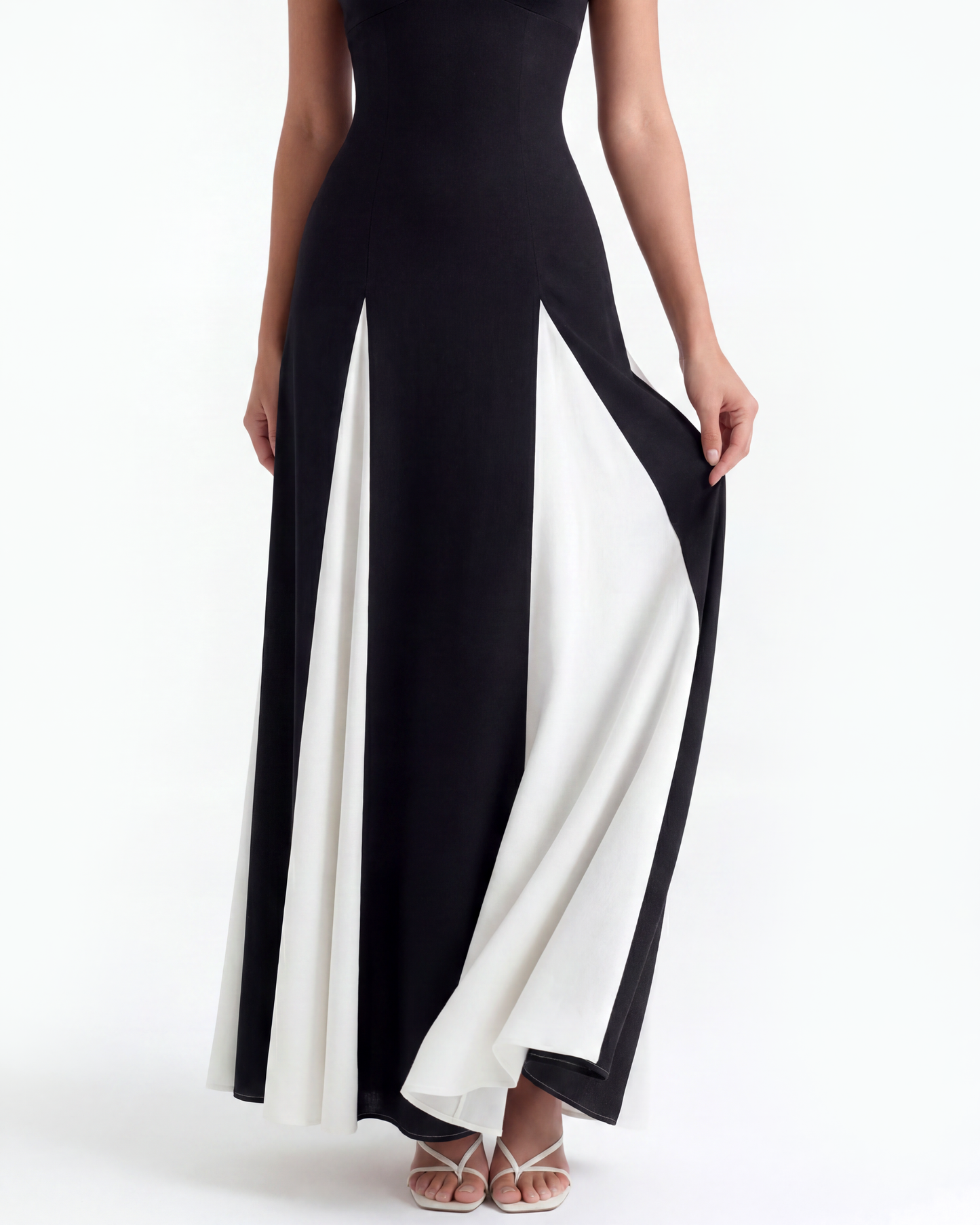 Carmina | Vestido largo bicolor de corte en A