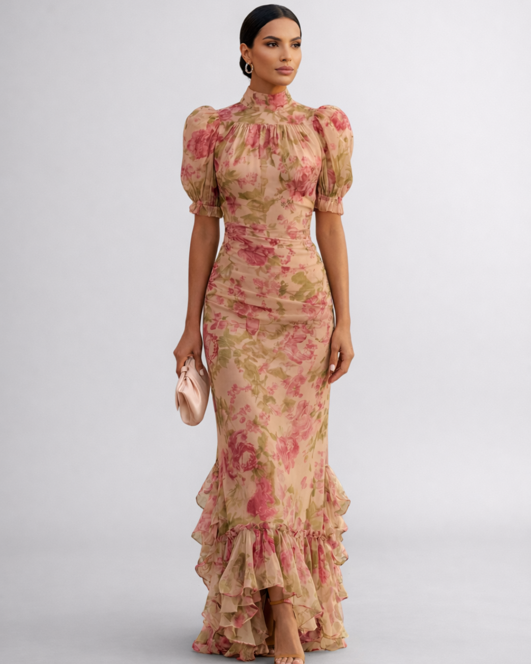 Rosario | Vestido largo floral de chifón