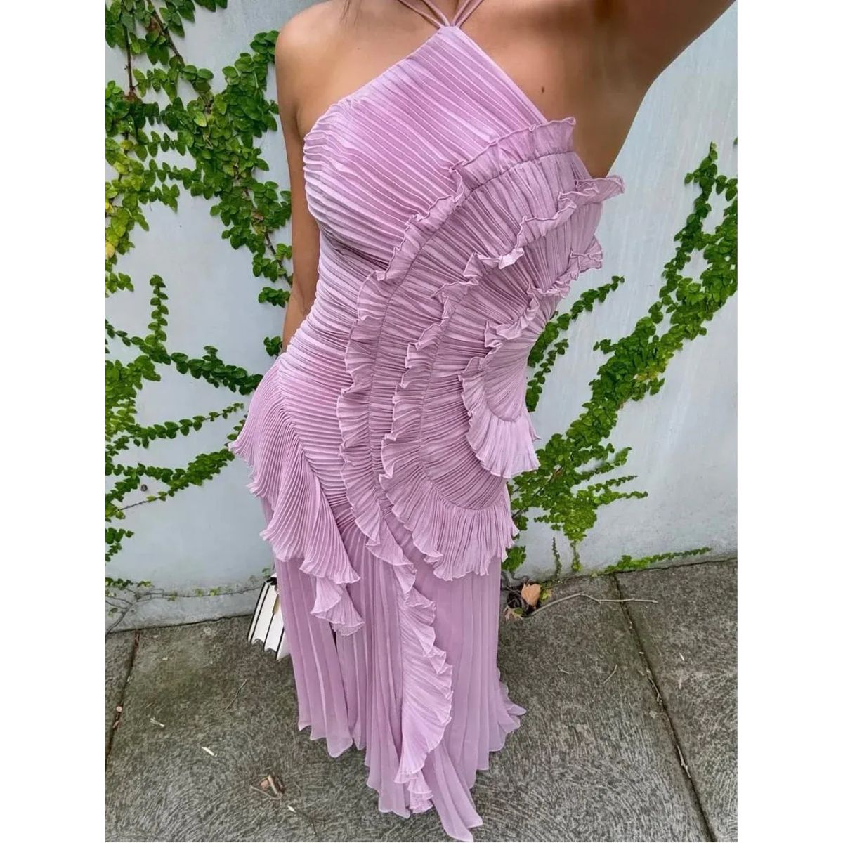 Olivia | Vestido plisado con volantes