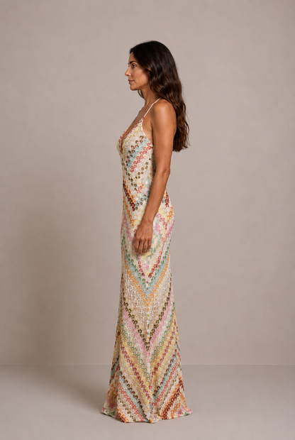 Teresa | Vestido largo bohemio de cuello halter