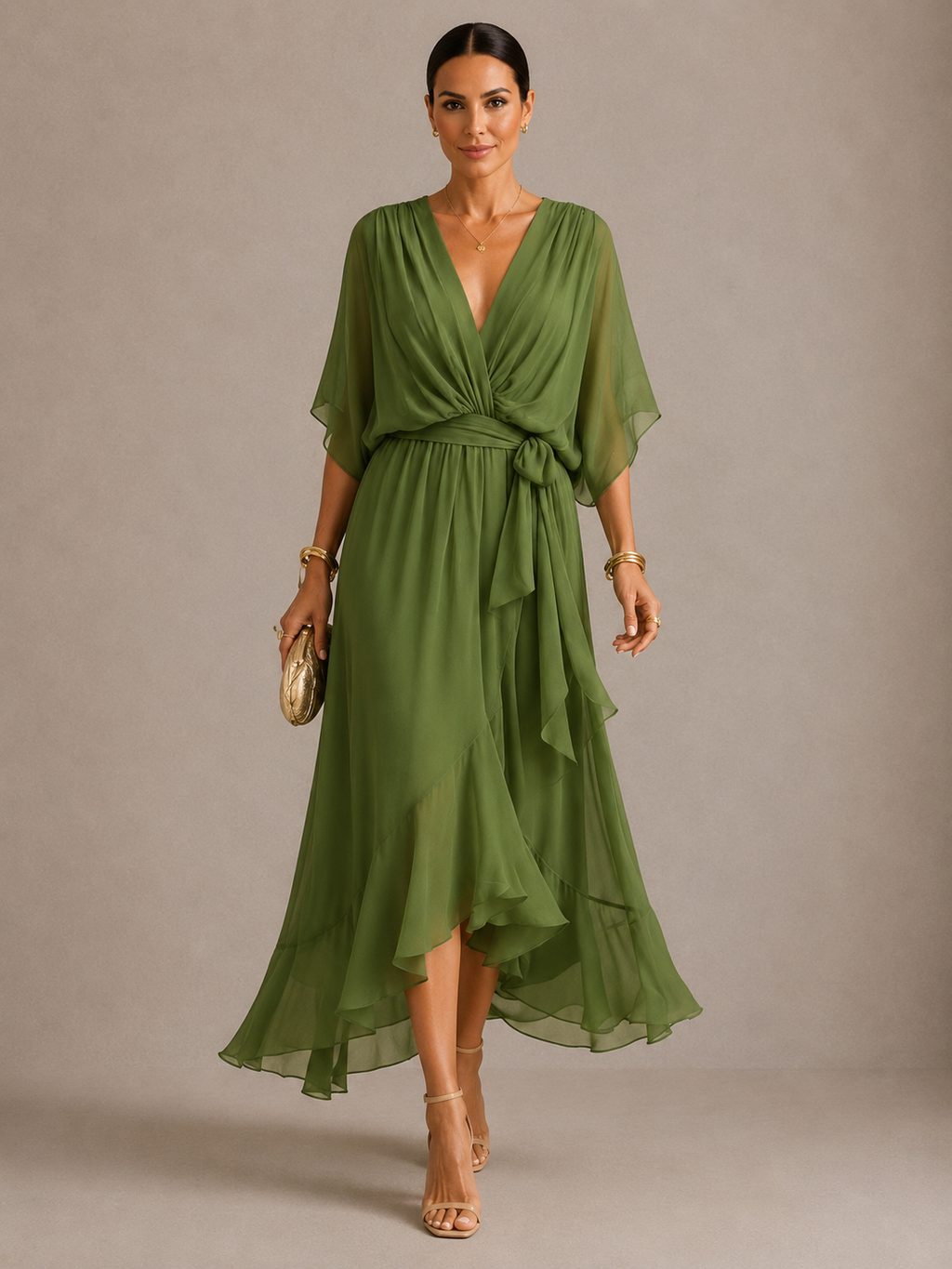 Sarah | Vestido de chifón con escote en V
