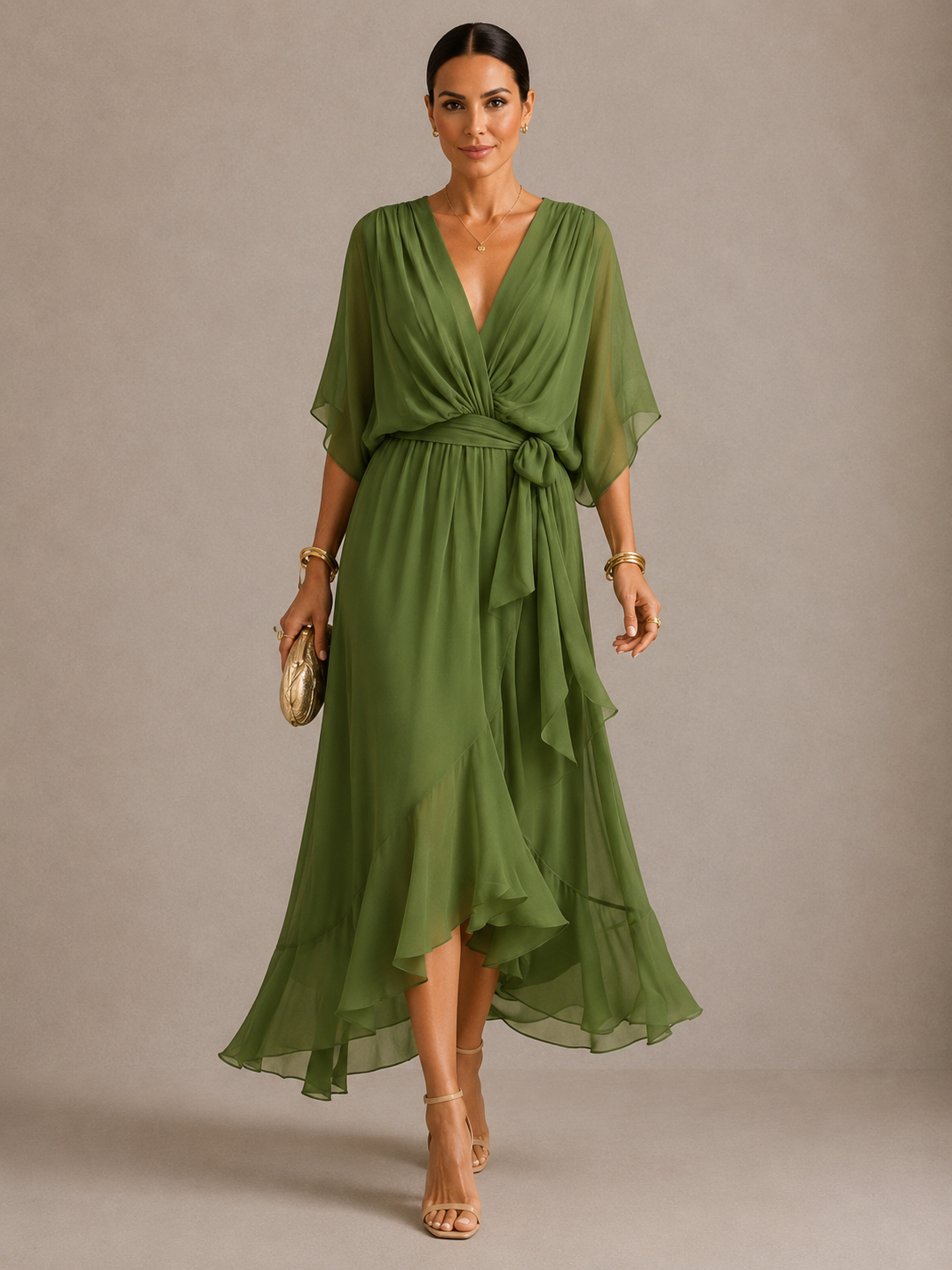 Sarah | Vestido de chifón con escote en V