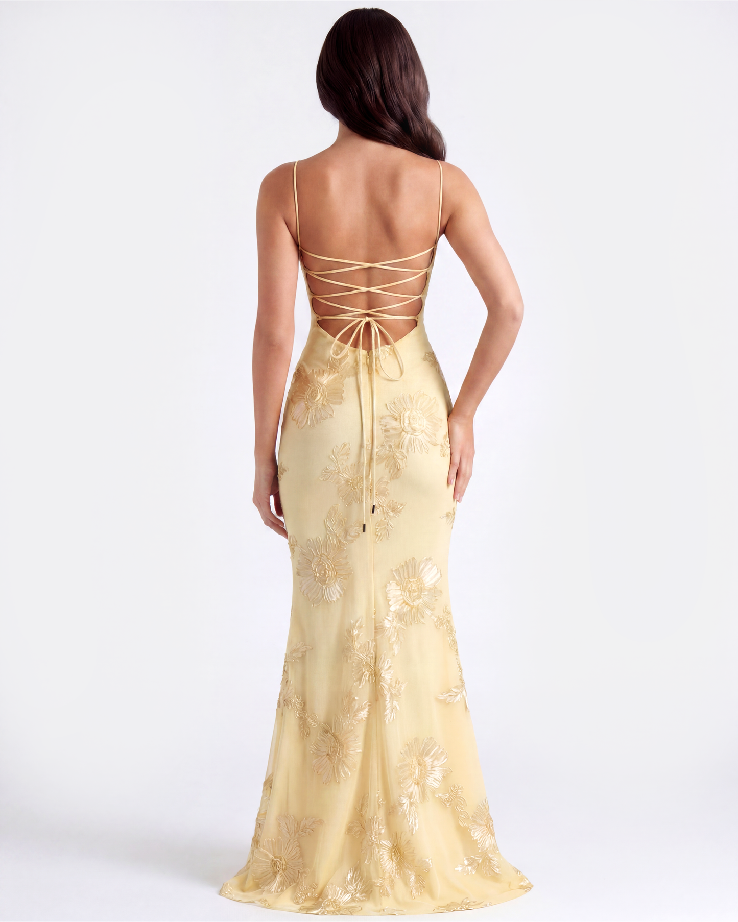 Orietta | Vestido largo con corsé floral bordado
