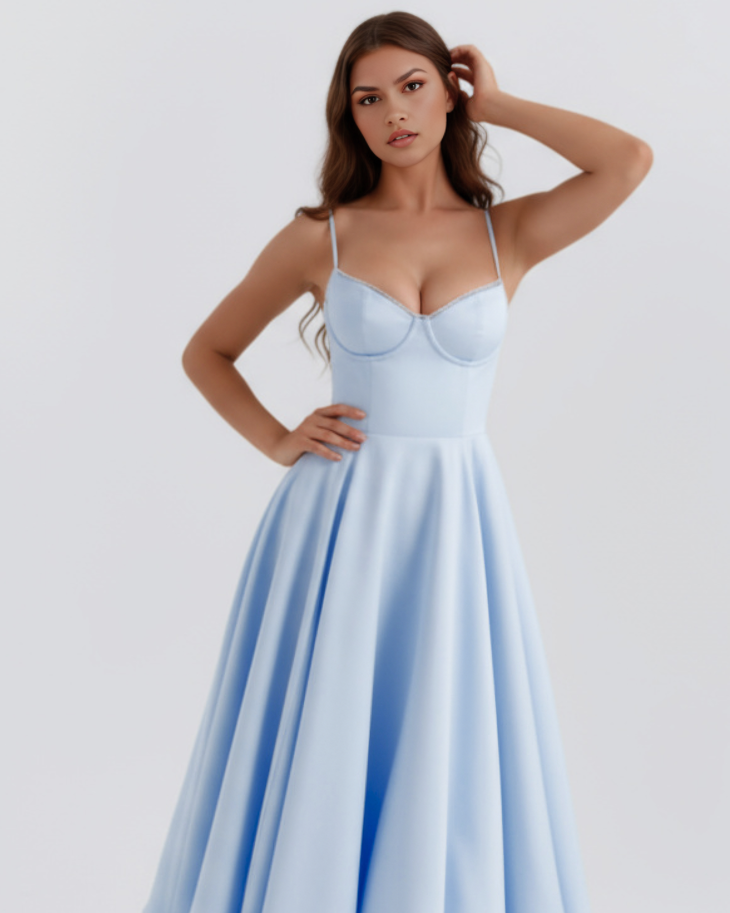 Cressida | Vestido midi con corsé y falda de tul en Rosa