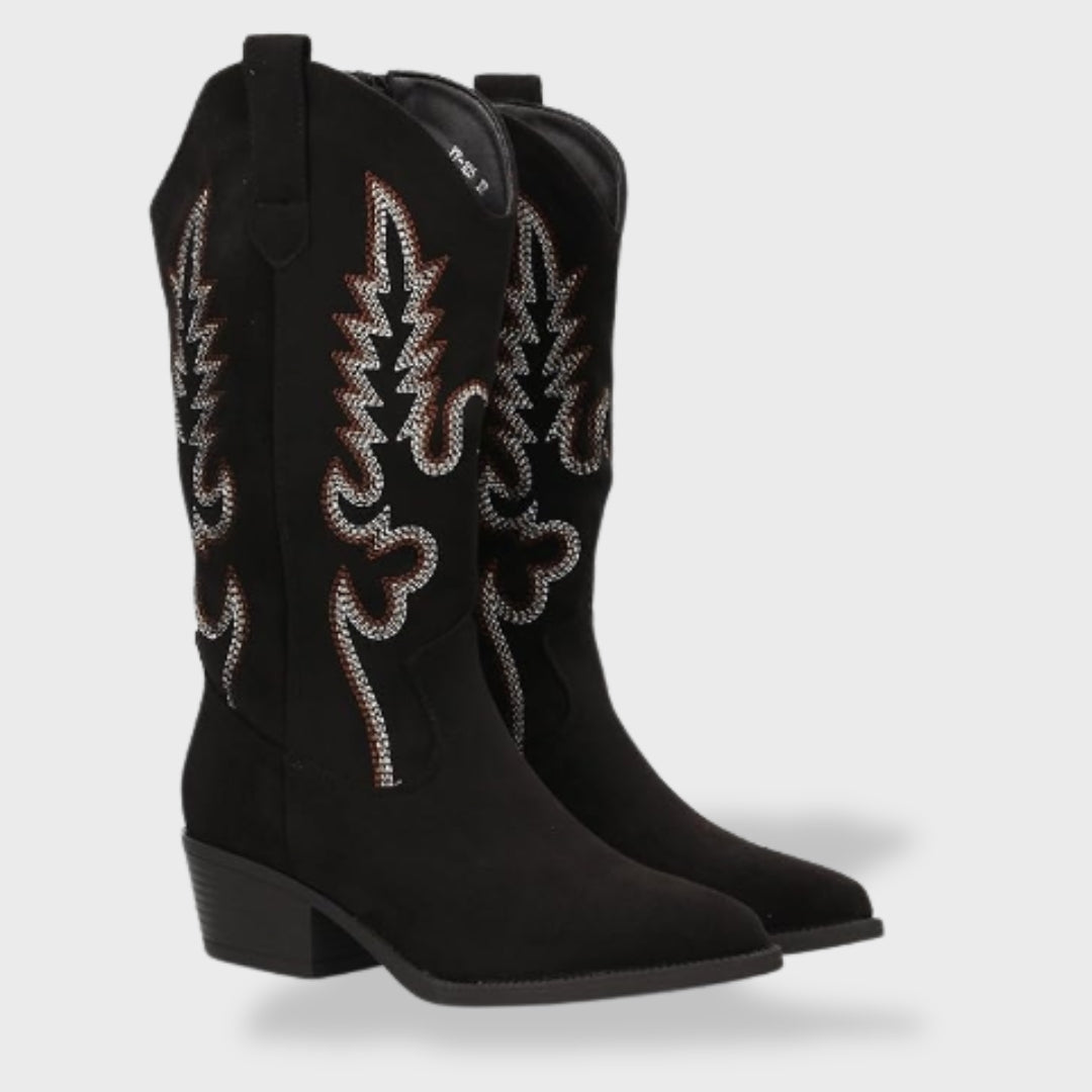 Valeria | Botas cowboy de ante con bordado
