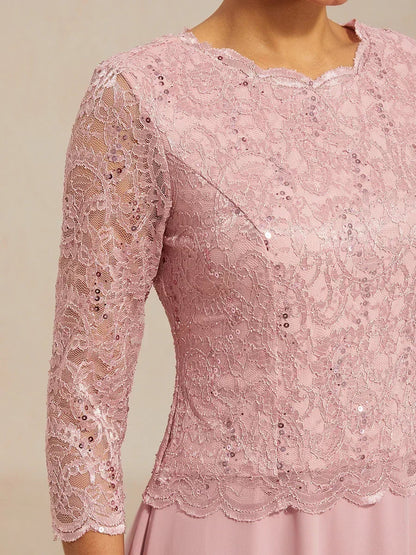 Claudia | Vestido midi de encaje con manga tres cuartos