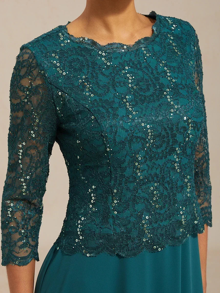 Claudia | Vestido midi de encaje con manga tres cuartos