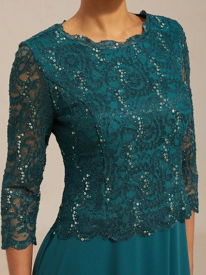 Claudia | Vestido midi de encaje con manga tres cuartos