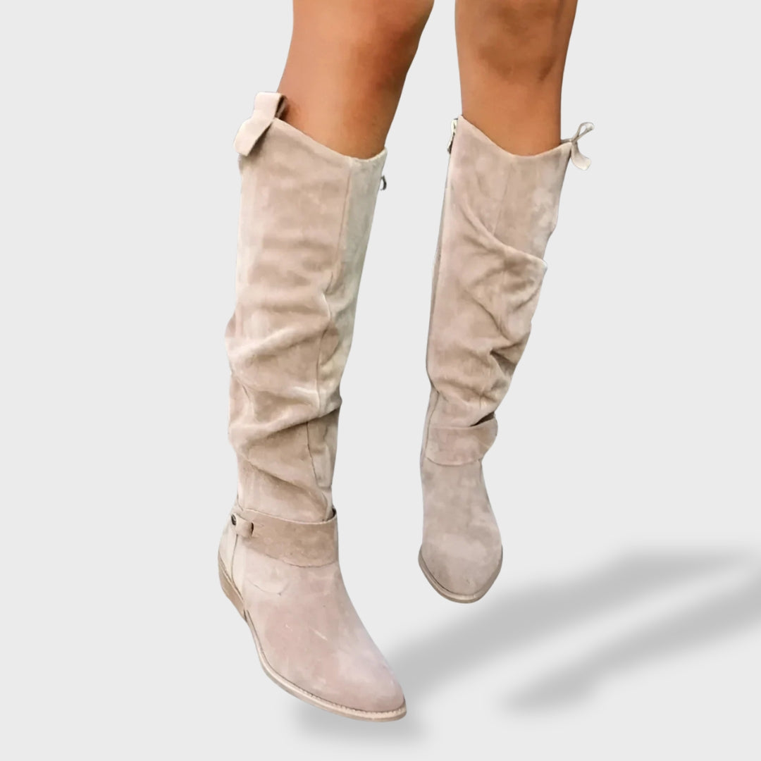 Valeria | Botas altas de piel con tacón ancho