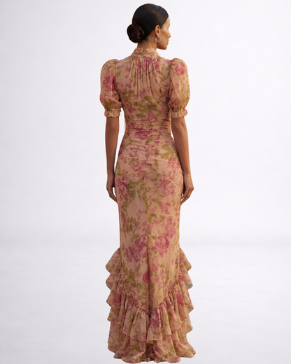 Rosario | Vestido largo floral de chifón
