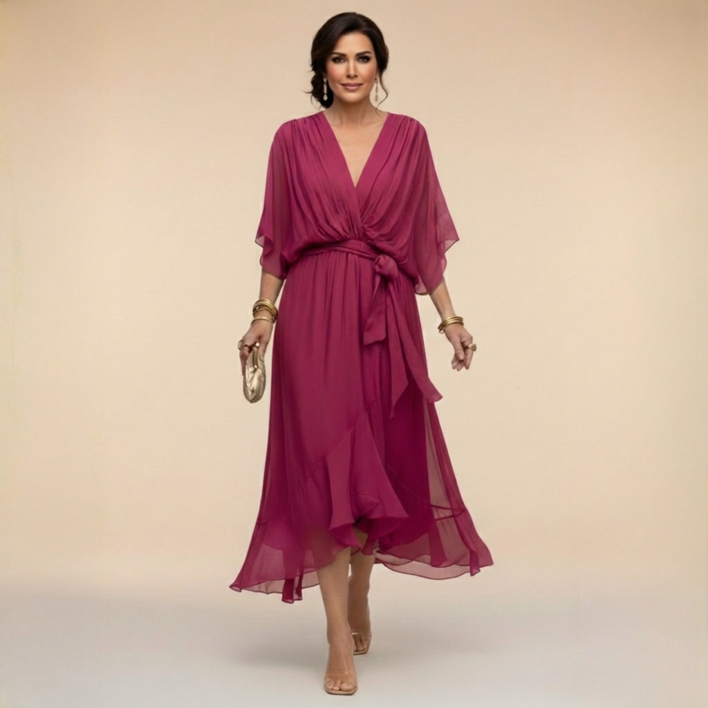 Sarah | Vestido de chifón con escote en V
