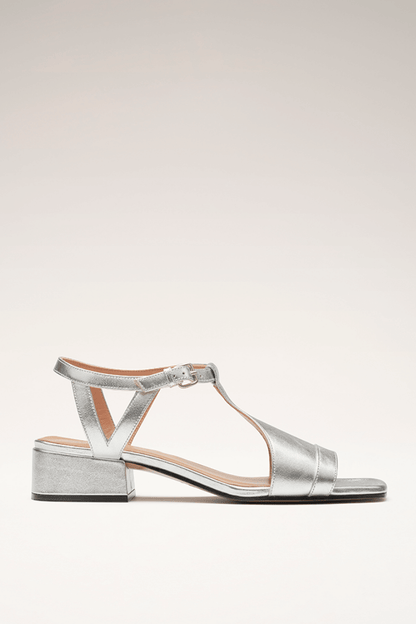 Lucía | Sandalias de tacón plateadas - Plateado