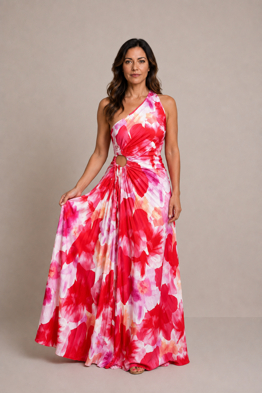 Beatrice | Vestido largo estampado de un hombro