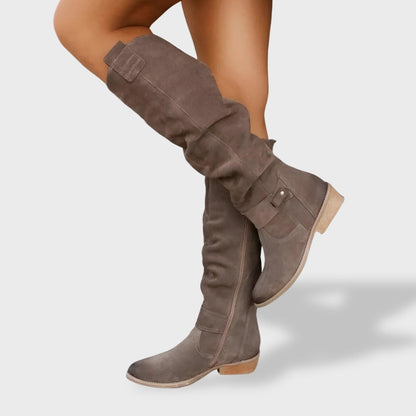 Valeria | Botas altas de piel con tacón ancho
