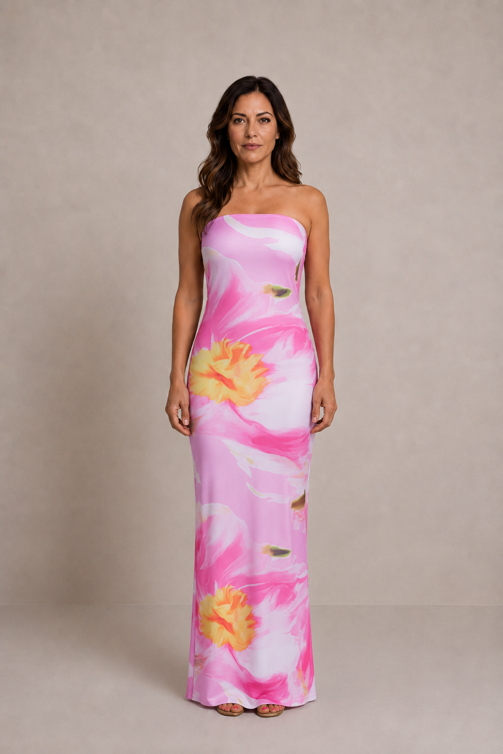 Lucía | Vestido midi floral palabra de honor