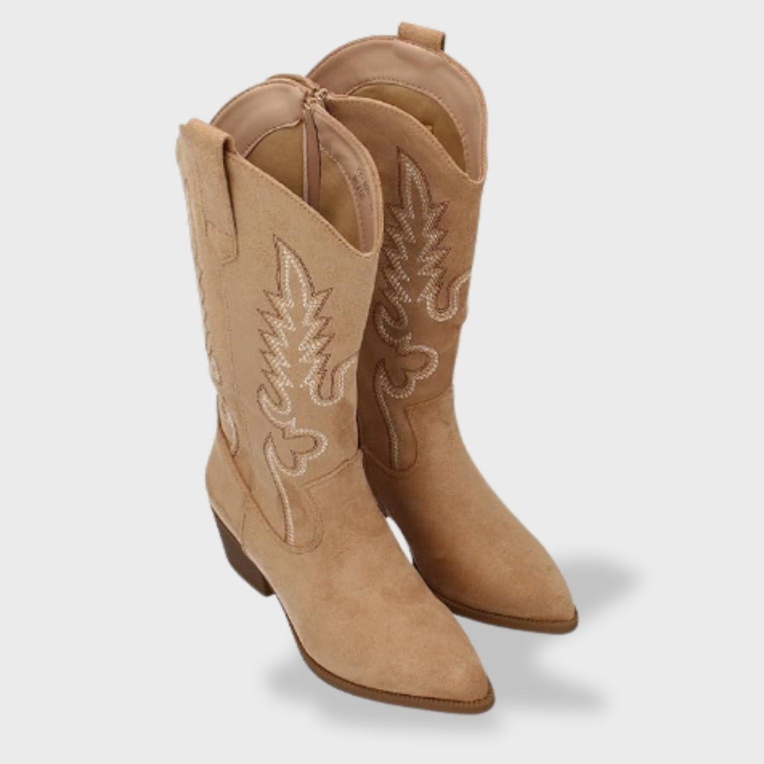 Valeria | Botas cowboy de ante con bordado