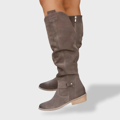 Valeria | Botas altas de piel con tacón ancho