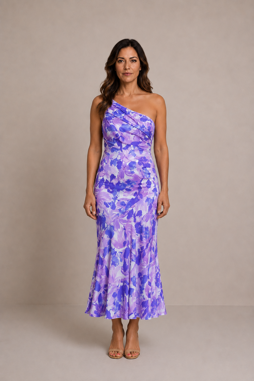 Claudia | Vestido midi estampado de un hombro