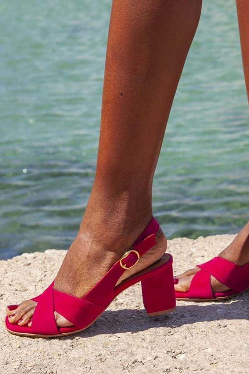 Celeste | Sandalias de tacón con pulsera - Azul