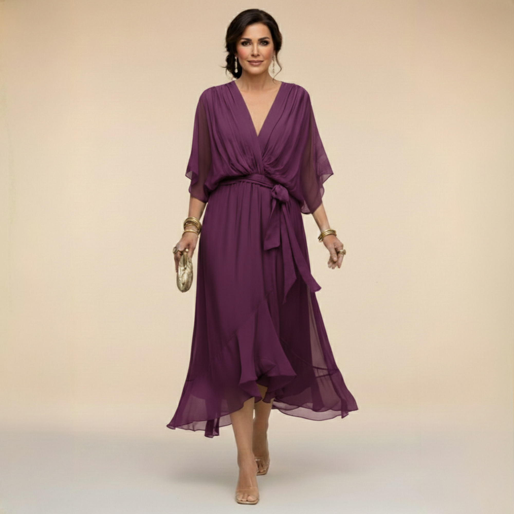 Sarah | Vestido de chifón con escote en V