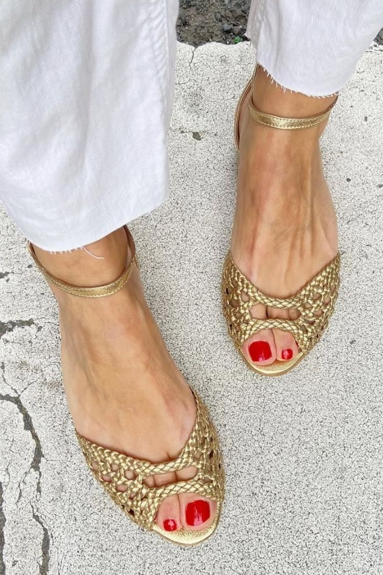 Elisa | Sandalias trenzadas doradas - Dorado