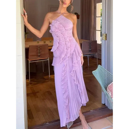Olivia | Vestido plisado con volantes