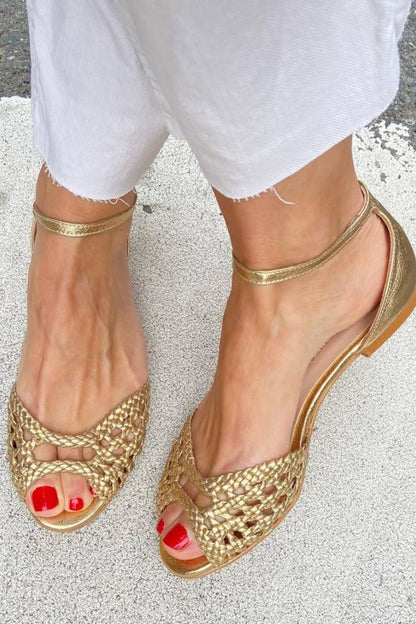 Elisa | Sandalias trenzadas doradas - Dorado