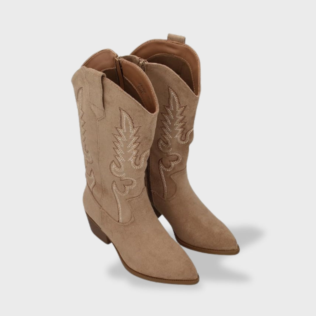 Valeria | Botas cowboy de ante con bordado