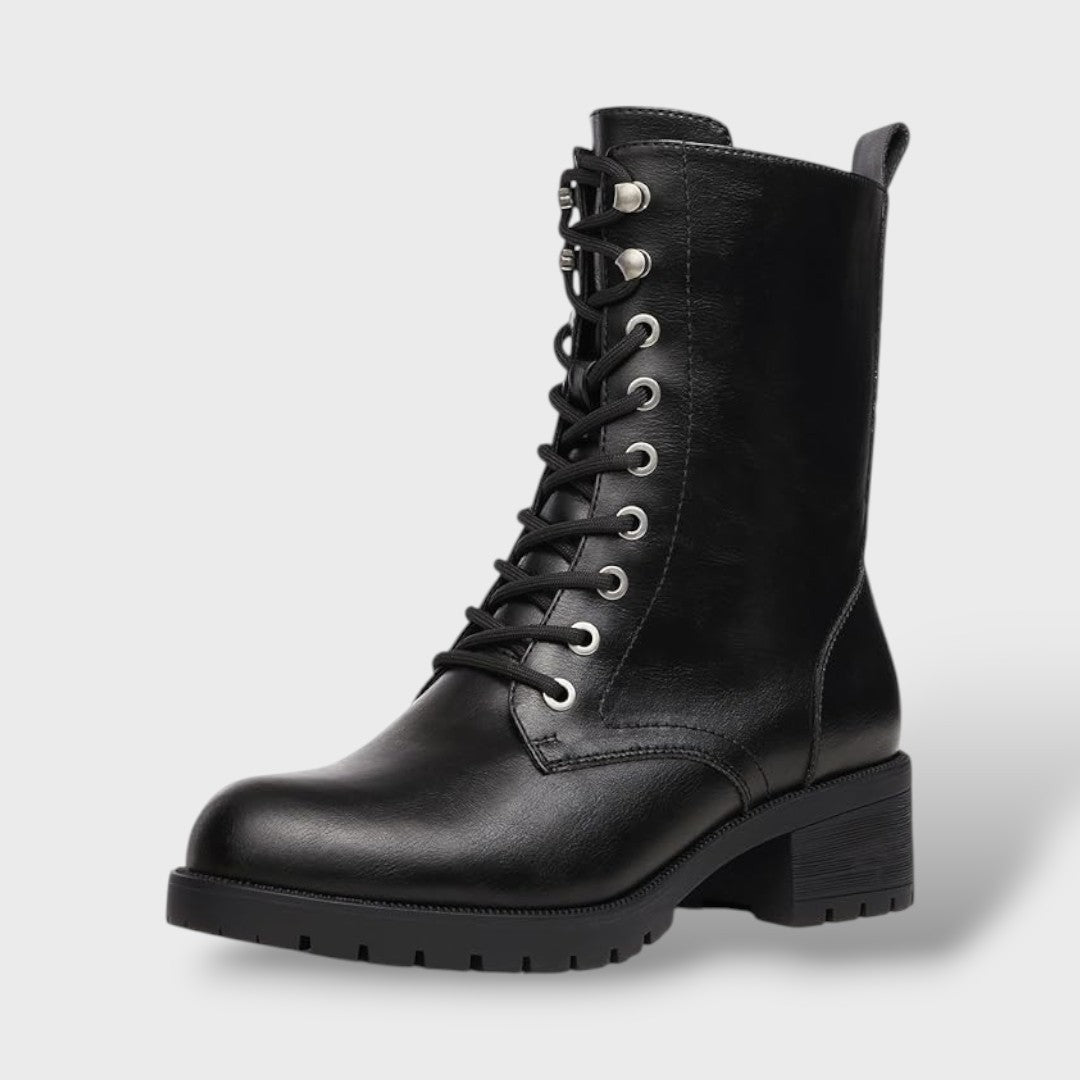 Roma | Botas militares con cremallera y tacón bajo