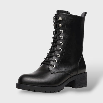 Roma | Botas militares con cremallera y tacón bajo