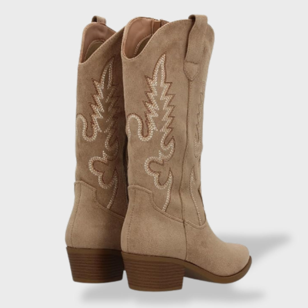Valeria | Botas cowboy de ante con bordado