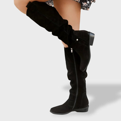 Valeria | Botas altas de piel con tacón ancho