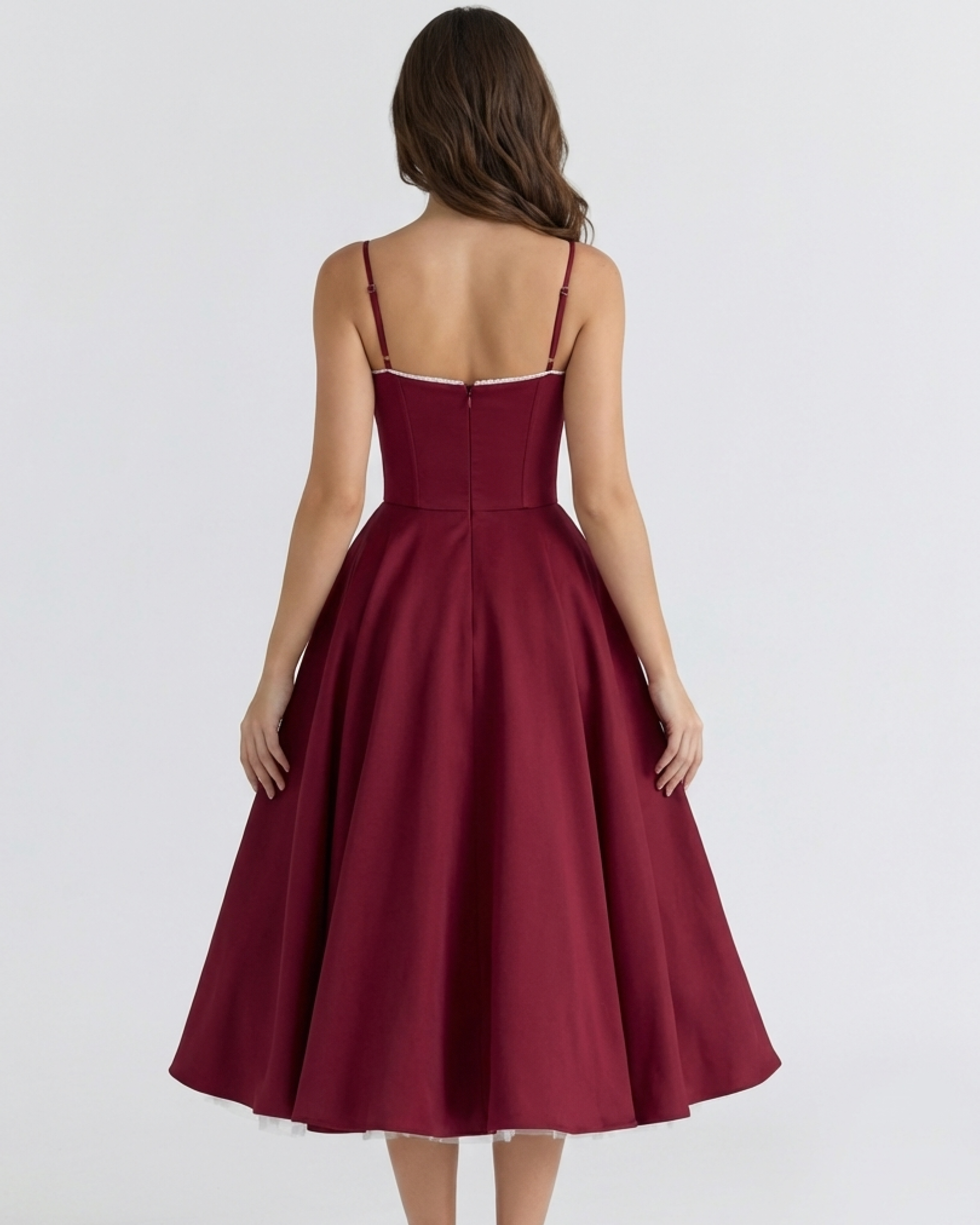 Cressida | Vestido midi con corsé y falda de tul en Azul