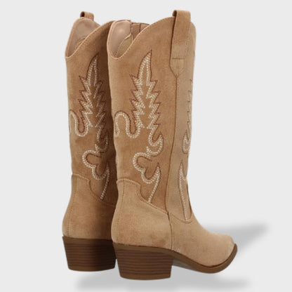 Valeria | Botas cowboy de ante con bordado