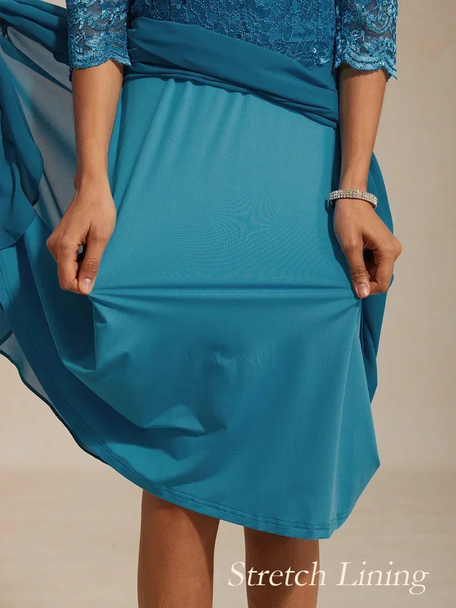 Claudia | Vestido midi de encaje con manga tres cuartos