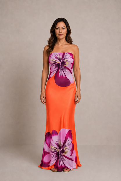 Lucía | Vestido midi floral palabra de honor