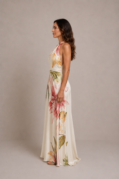 Scarlett | Vestido largo floral con lazada