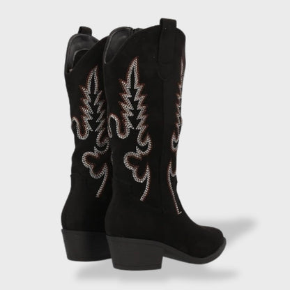 Valeria | Botas cowboy de ante con bordado