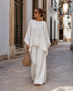 Amelia | Conjunto Minimalista de Capa Fluida y Pantalón Palazzo