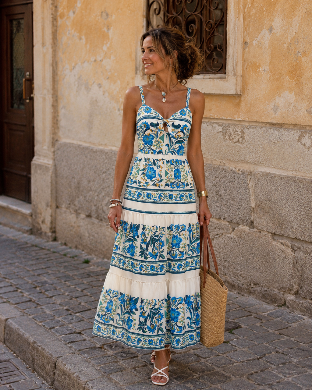 Elna | Vestido Maxi Floral de Escote Corazón