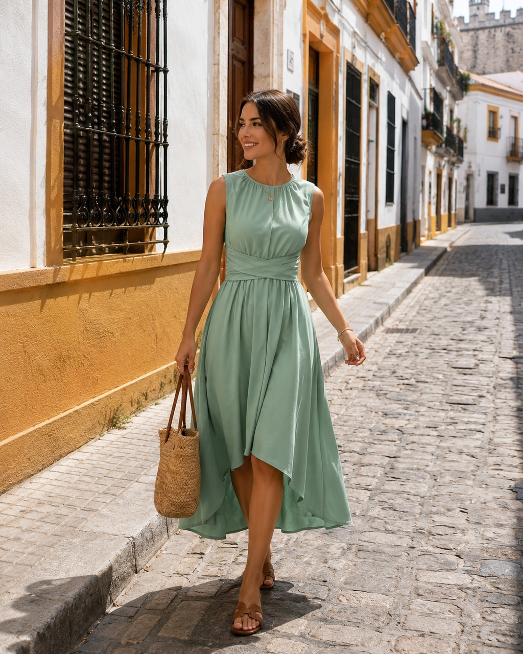 Cremna | Vestido Midi Asimétrico Sin Mangas