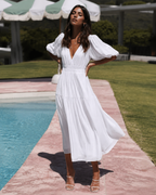 Puro | Vestido Midi con Manga Abullonada y Escote V
