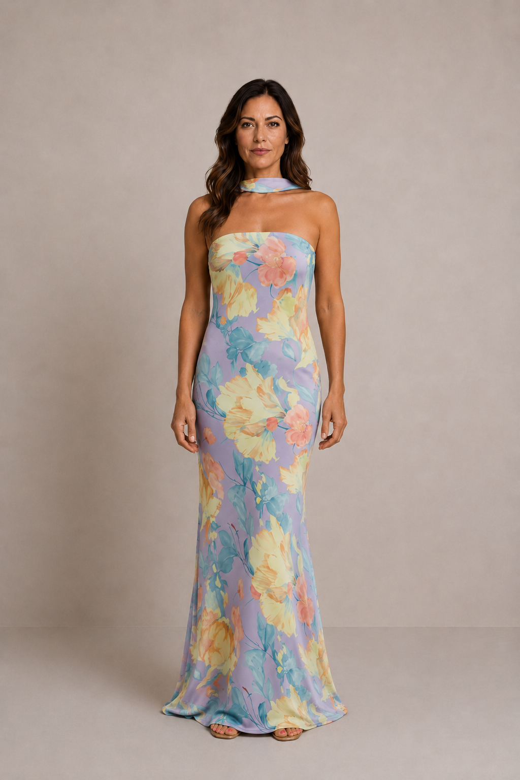 Isabella | Vestido largo floral de cuello halter