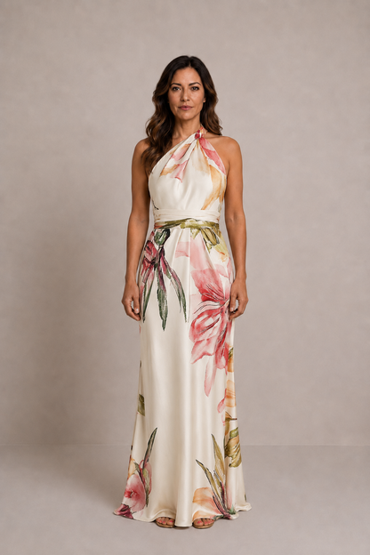 Scarlett | Vestido largo floral con lazada