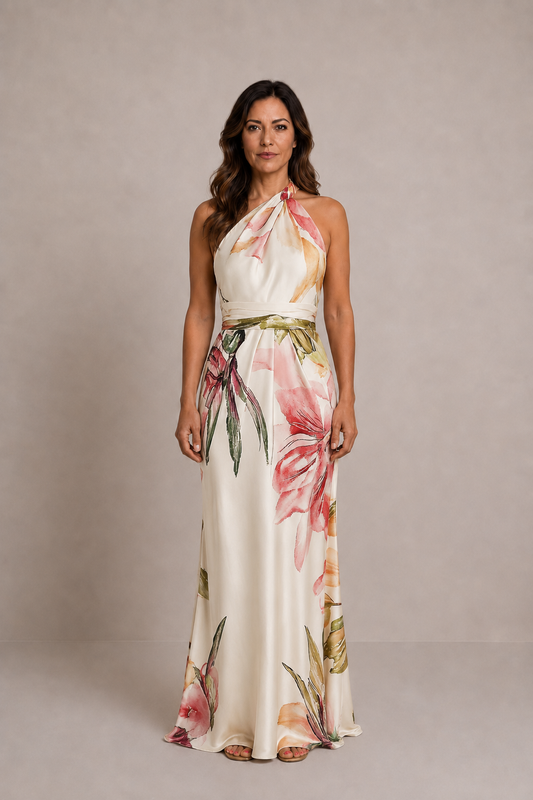 Scarlett | Vestido largo floral con lazada