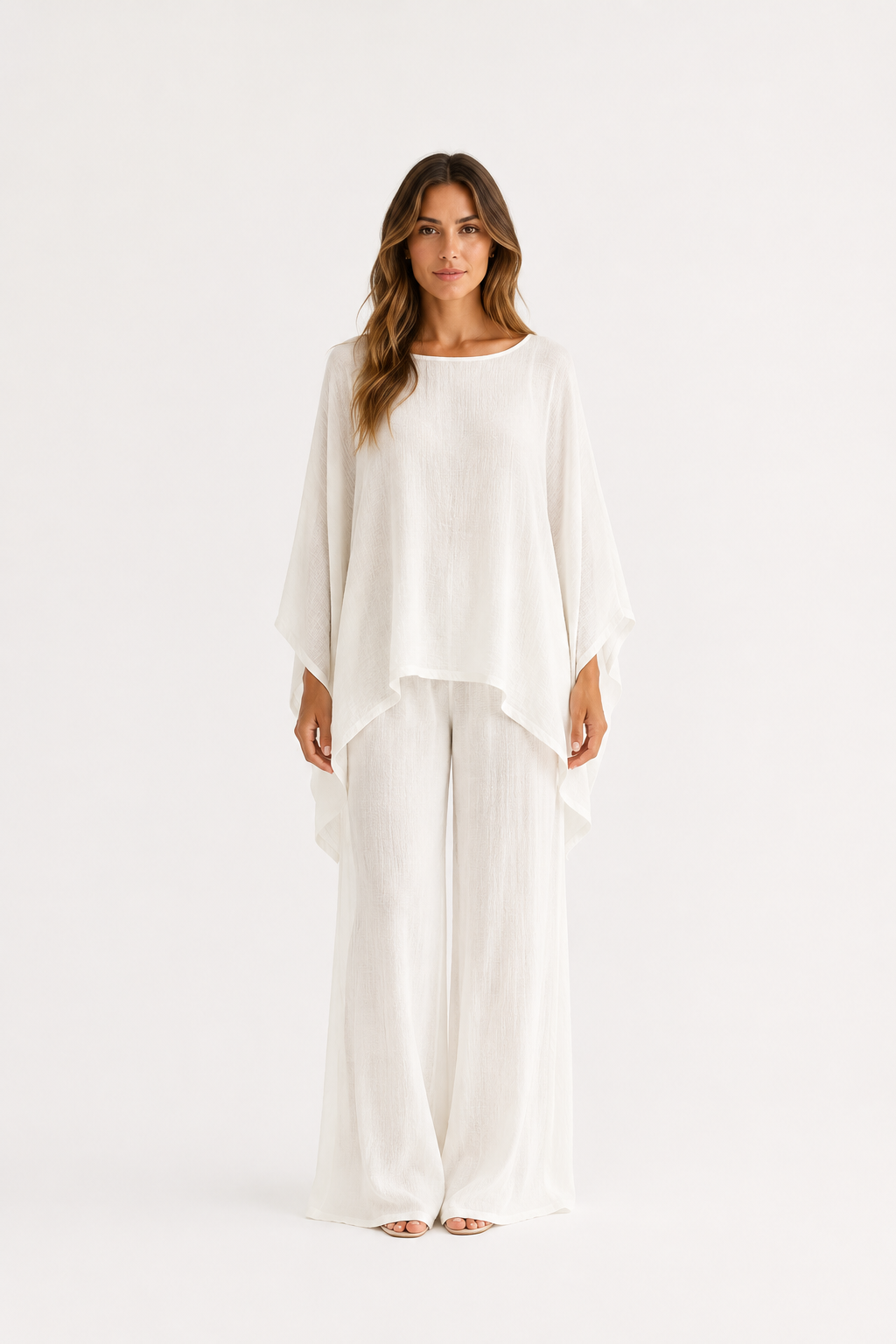 Amelia | Conjunto Minimalista de Capa Fluida y Pantalón Palazzo